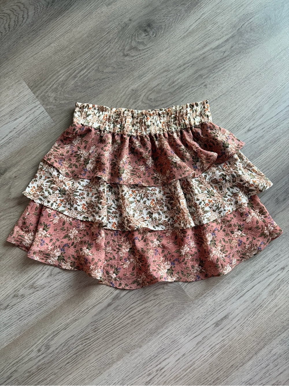 Show Me Your MuMu Amy Floral Tiered Ruffle Skirt - Pink Cream